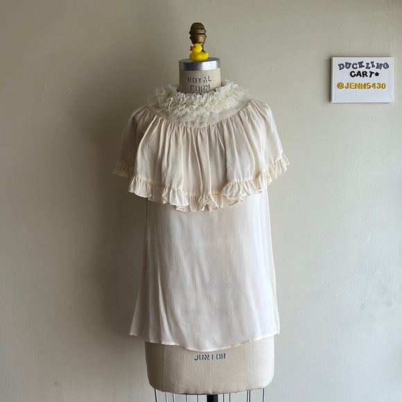NEW Anthropologie Mise En Scene by Ruffian Mascarpone Silk Blouse SZ-4 - Picture 3 of 14